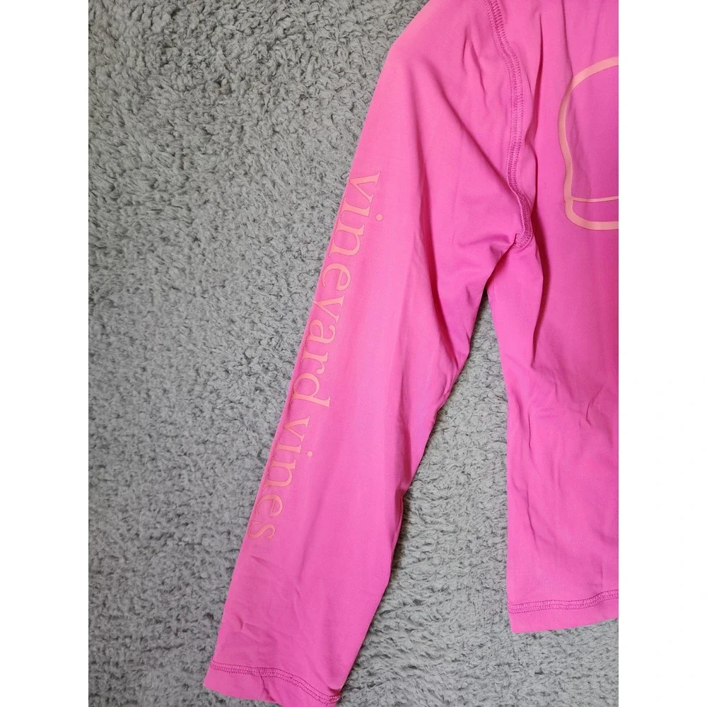 Vineyard Vines Rash Guard Kids Size M 10-12 Pink Long Sleeve Whale Logo Swim Top